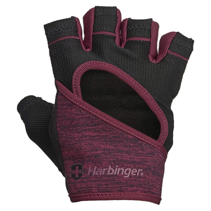 Harbinger Women's FlexFit Wash and Dry Workout Weightlifting Gloves with Padded Leather Palm (1 Pair), Black/Merlot, Large - Image 1